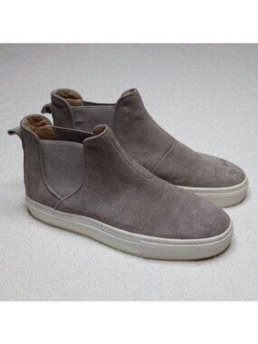 Zara Women's Size 37 Gray & White Suede Slip On High Top Chelsea Sneakers